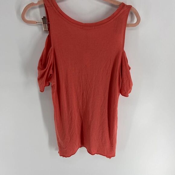 LAMade orange scoop neck cold shoulder short sleeve tunic NWT Womens S - Picture 3 of 4